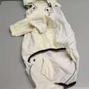 LOVELONGLONG Waterproof Dog Raincoat with Removable Hood  Outdoor Full Body Dog Jacket, Windproof Snowproof Shell Suit  All Season Pet Rain Gear Ivory L (L (Back 16.5"))