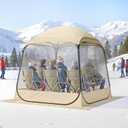 VEVOR Pop Up Sports Tent, 72" x72x76.8 Instant Weather Proof Clear Tent for 4–6 Persons, Portable Foldable Shelter with Removable Floor Mat & Top Cover, for Watching Sports Events, Camping, Fishing