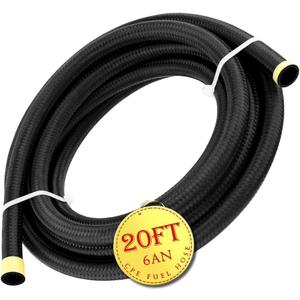 6AN Fuel Line Hose 20FT Nylon Braided Stainless Steel Fuel Hose CPE Rubber Fuel Line Used For Gas Diesel Engine Oil Hydraulic