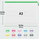 JARLINK A3 (16.5x12.6 in, 12 Pcs) Mesh Zipper Pouch, 12 Colors Extra Large Zipper Bags, Waterproof File Pouches for Office Supplies, Puzzles, Board Game, School, Travel Accessories & Craft Projects