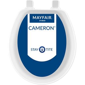 Mayfair Cameron White Toilet Seat, Non Slip Heavy Duty Wood, Easy Clean, Round