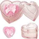 2 Pieces Large Body Powder Puff and Container, Dusting Powder Container with Puff,Powder Puff Crystal Case, Body Powder for Women Soft Washable Reusable Velour Face Body Glitter Wet Dry Makeup(Love)
