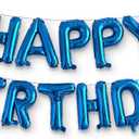 HOUSE OF PARTY Happy Birthday Balloon - 16 inch | Blue Mylar Capital Foil Birthday Balloons Banner, Blue Party Decorations for Men, Women