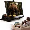 Screen Magnifier for Cell Phone,2026 Upgrade 3D HD Mobile Phone Magnifier Projector Screen for Movies, Videos and Gaming, Foldable ph-one Stand with Screen Amplifier, Supports All Cellphone (Black, 12in)