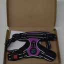 PHOEPET Reflective Dog Harness Large Breed Adjustable No Pull Vest with Handle 2 Metal Rings 3 Buckles [Easy to Put on & Take Off](L, Purple)