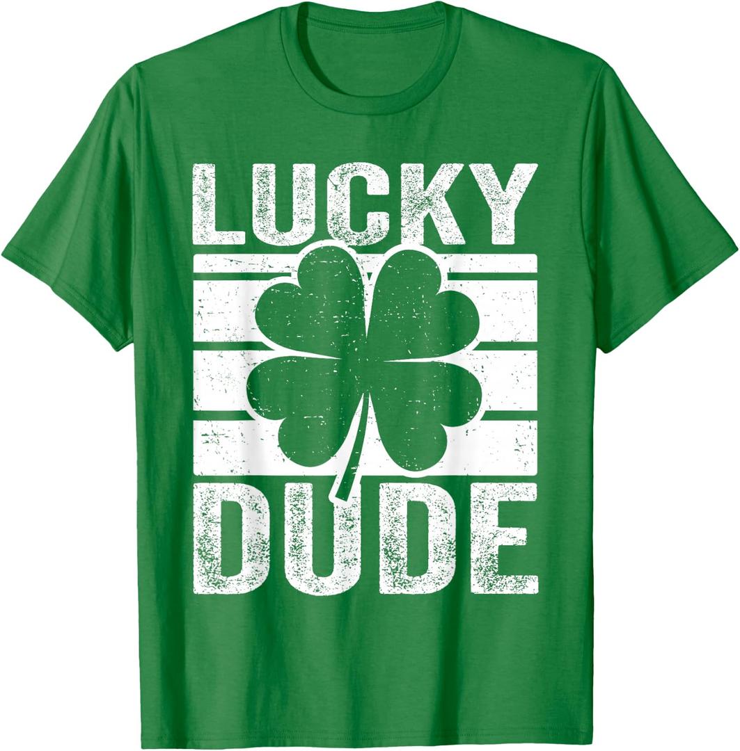 Funny Lucky Dude Boys St Patricks Day Shirt Toddler Kids T-Shirt (Green), Medium