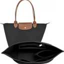 Felt Purse Organizer Insert for Longchamp Le Pliage L Handbag Insert (Large, Black)