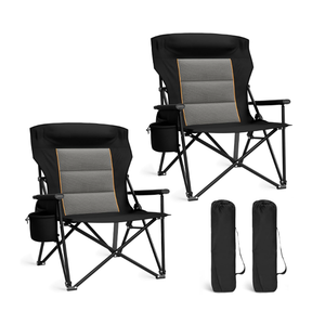 ALPHA CAMP Heavy Duty Camping Chairs with Cup Holder Oversized Folding Chair 500LBS Capacity Outdoor Chair with Headrest,Lawn with Side Pocket for Lawn, Sports and Fishing