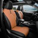FEINEPRO 1:1 Custom Fit Seat Covers for Toyota Highlander 2020-2025 7 Seaters, Luxury Waterproof Full Set Seat Cover, Faux Leather Cars Interior Covers Protection-BlackBrown