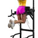 Pull Up Bar Power Tower Dip Station, Adjustable Strength Training Equipment for Home Gym Workout, Multi-Function Pull Up and Dip Bar
