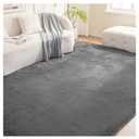 Amazon Basics Fluffy Washable Area Rug, Shaggy Carpet for Living Room, Bedroom, 5' W × 7' L, Dark Gray