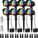 MEIKEE 7W RGB Landscape Lights, DC/AC 12V 24V Low Voltage Landscape Lighting, RGB Color Changing Spot Lights IP66 Waterproof for Christmas Halloween Decoration 8 Packs