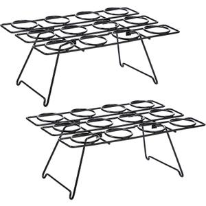 Patelai 2 Pack Ice Cream Cone Baking Racks 12-cavity Cupcake Cone Holders Cupcakes Display Stands Cooling Racks for Home Kitchen Baking Cooking Ice Cream Tools Supplies(Black)