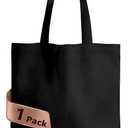 1 Pack Premium Canvas Reusable Tote Gift Bags,Made of Natural Canvas with Handle,Work,DIY,Shopping(Black*1)