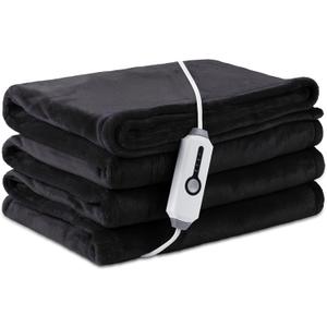 LaffyLo Electric Heated Blanket Twin Size 62"84", Breathable & Luxurious Flannel, Soft Warm Gift with Over-Heat Protection, 4 Heating Levels & 10 H Auto Shut Off, Machine Washable Dark Grey