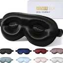 ZIMASILK Adjustable 22 Momme 100% Pure Mulberry Silk Sleep Mask, 3D Contoured Cup Eye Mask for Sleeping, Super Soft Breathable Blindfold, Perfect Blocks Light for Sleeping (Black)