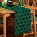 Moukeren St Patricks Day Table Runner 13 x 72 Inch Green Shamrock Table Runner Soft Plush Faux Fur 3D Jacquard Irish Festival Decor for Spring Kitchen Holiday Dining Home Party Seasonal