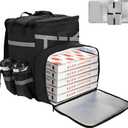 Food Delivery Backpack, Expandable Insulated Pizza Bag with 4 Cup Holders, Large Waterproof Catering Bag with Reflective Strip Support Boards for Delivery Bike, Doordash