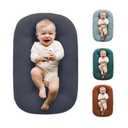 Baby Lounger Pillow,Loevin Baby Lounger Pillow for Newborn Cosleeping for Baby in Bed,Newborn Lounger Baby Nest for Boys & Girls 0-12 Months-Dark Gray