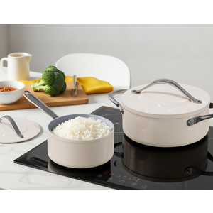 Ceramic Cookware Set Nonstick Pots and Pans Set with Lid PFAS-Free Non Toxic Cookware Set with Advanced G7 Ceramic Coating, Oven Safe Up To 500°F, Quick & Even Heat Distribution, Ivory