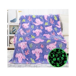 Glow in The Dark Blanket Axolotl Gifts Toys for Girls Cute Axolotl Blanket for Birthday Gifts