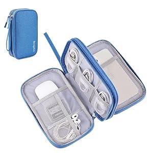 Bevegekos Electronics Organizer Case Travel Accessories Cords Cables Pouch Power Bank Bag (Medium, Azure Blue)