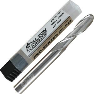 Align Carbide, Ball Nose Router Bit, 1/4 Inch Cutting Diameter, 1/4 Inch Shank, Premium Solid Micro Grain Carbide, Spiral Plunge, 2 Flute, Ball Nose Cutting Face, CNC Router Pro-Series.