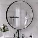 Hasipu Round Black Mirror 28 Inch Round Bathroom Mirror Metal Frame, Wall Mounted Circle Vanity Mirror Modern Decor (Horizontal/Vertical) (28"L x 28"W, Black Round)