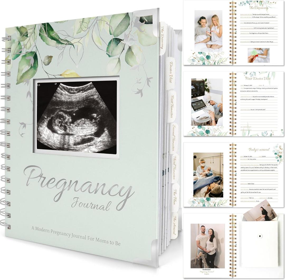Pregnancy Journal for First Time Moms Gifts - 90 Pages Hardcover Pregnancy Memory Book, Beautiful & Cute Baby Book Keepsake, Ultrasound Baby Scrapbook, Mom To Be Gift (Sage)