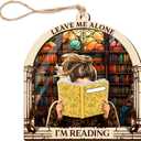 4 x Reading Girl Ornaments, Acrylic Wood Printed Over Ornament for Christmas Tree Hanging Decor, Gift Idea for Reading Lover 3.29 Inches