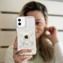 Tuokiou for iPhone 11 Clear Case Cute 3D Pearl Bowknots with Design Aesthetic Women Phone Case, Transparent Bling Glitter Sparkle Star Shiny Case Shockproof Soft TPU Bumper Cover (Big Bow, iPhone 11)