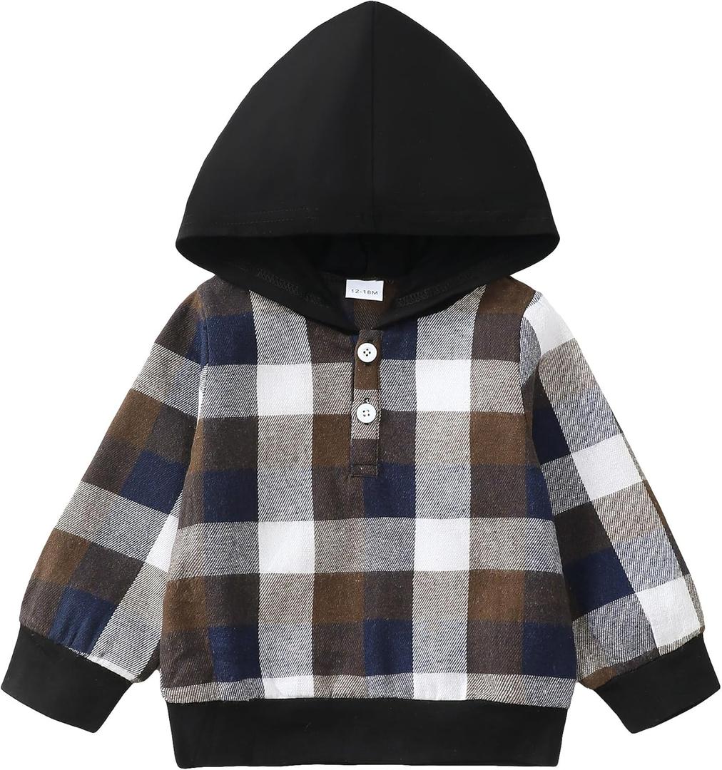 NZRVAWS Toddler Baby Boy Clothes 6 12 18 24 Months Long Sleeve Hoodie Sweatshirt Fall Winter 2-8T Little Boy Outfits