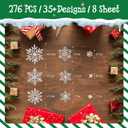 5 x 276PCS Glitter Snowflake Window Clings, 35+ Designs Double Sided Static Stickers Window Decoration Christmas Ornaments Reusable Winter Party Supplies New Year Decals for Winter Holiday (8 Sheets)