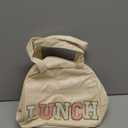 Lunch Bag for Women Insulated For Men PU leather Small Office Work lunch with Chenille Letters Leakproof Freezable Cooler Reusable Portable Box (White)