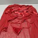 RSLOVE Women Sexy Lingerie Set - 3 Piece Bra and Panty Sets with Lace Kimono Robe Sheer Sleepwear Mesh Nightgown (Small, Wine Red)
