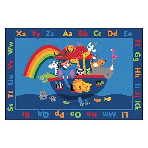 Carpets for Kids KID$Value Plus 72.96 Noah's Alphabet Animals Children's Classroom Rug 6ft x 9ft Rectangle Blue