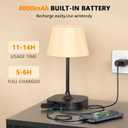 Table Lamp - 8000mAh Cordless Rechargeable Battery and Dimmable LED Display Touch Lamp for Patio Bedroom (Black, 1 Pack)