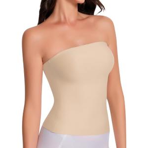 Artdear Tube Tops for Women, Sexy Y2K Crop Top Double Lined Strapless Tank Summer Going Out Tops Air Touch Fabric (Large, Nude)