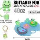 2 x Compatible with Stanley Cup Lid Accessories Charms,Cup Lid Decorative Accessories for Stanley Cups H2.0 30Oz 40Oz Tumbler (Frog1, 40Oz)