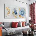 Canvas Wall Art Decor Wall Pictures For Living Room Blue Flowers Wall Art Decorations Large White Gold Wall Art Prints Canvas Art Wall Decor Art Work For Walls Bedroom Office Wall Decor 24" x 48