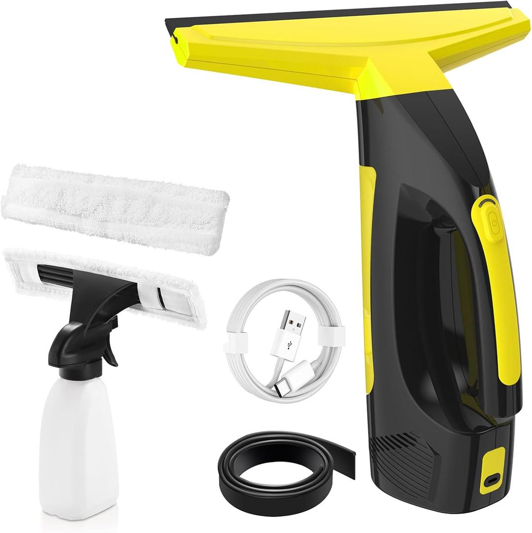 Window Vacuum Squeegee Cordless, Window Vac with Detachable Water Tank and Strong Suction, Electric Window Cleaning Tool for Shower Wall, Mirror, Glass, Car Windshield, Countertop, Tiles
