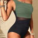 Aqua Eve Womens One Piece Swimsuits - Tummy Control One Shoulder Bathing Suit Cut Out Swimwear 2026, Olive Green, M