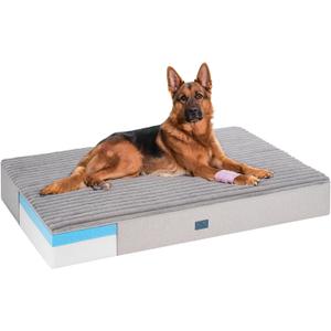Veehoo Orthopedic Memory Foam Dog Bed, 7 Inch Thick Extra Large XXL Dog Bed for Senior Dogs with Ultra-Soft Fluffy Surface, Waterproof Liner, Removable Washable Cover and Non-Slip Bottom, 52"x36"x7" (Grey)