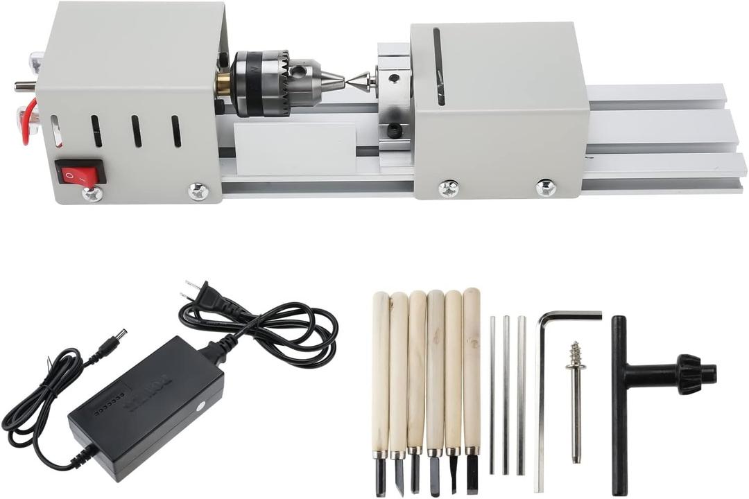 Yaetek Mini Lathe Beads Polisher Machine Metal DIY Woodworking Craft Rotary Tool