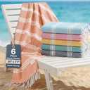 Casa Platino 6 Pack Bulk Beach Towel Set, Turkish Pool Towels, Lightweight, Pre-Washed, Sand-Free & Absorbent, Ideal for Beach or Poolside Use, 39"x71", Coastal Carnival