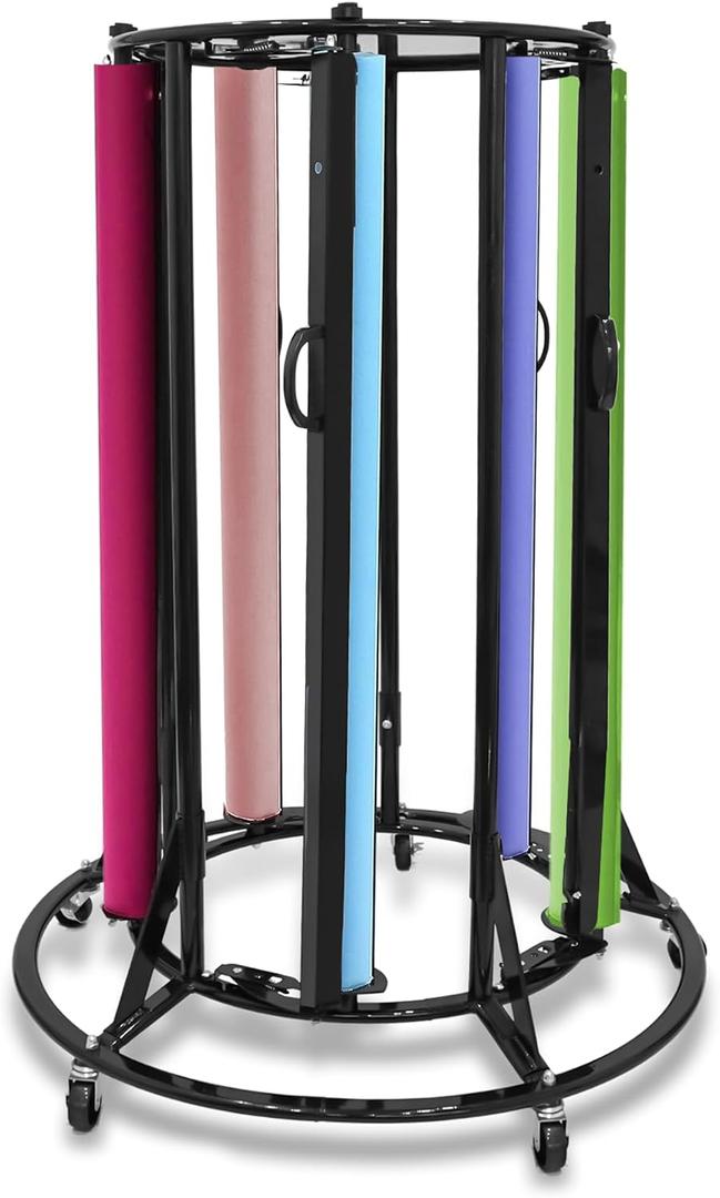 GARVIN Paper Roll Holder, 5-Roll Paper Rack, Kraft Paper Roll Dispenser, Heavy Duty Metal, Suitable for Crafts Activity, Arts, Classroom, Up to 36 Inch Wide Rolls, 32" x 32" x 45", Black