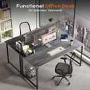 PRAISUN 48 X 24 Inch Computer Desk with Deeper Desktop, Gaming Office Writing Work Desk for Home Office, Study, Bedroom, Work from Home, Metal Frame, Grey, 47*23.6inch