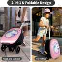 ALVOD 2-in-1 Scooter Suitcase, Foldable & Lightweight Scooter Luggage for Kids with LED Light Wheel, 11.8*13.2*20.7 inches