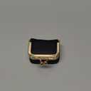 Genuine Leather Mini Jewelry Box, Portable Vintage-Inspired Genuine Leather Coin Purse Jewelry Case with Kiss Lock, Mini Travel Ring Box for Women for Earring/Ring/Necklace/Bracelet(Black)