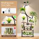 softeen Plant Stand Indoor with 4 Grow Lights & 3 Colors, 8 Tiered Corner Plant Shelf, 63" Tall Plant Stands for Indoor Plants Multiple, Metal Flower Display Shelves Holder for Home(Dark)